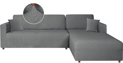 Ystyle Sofabezug L Form Stretch Links/Rechts, 1+2 Sitzer, Hellgrau | Elastisch Sofabezug Ecksofa Couchbezug L Form, Universal Sofa Überzug Ecksofa, Couch Cover L Shape Sofaschoner Schonbezug