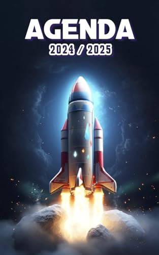 Agenda Scolaire 2024 2025: 1 PAGE par JOUR | Septembre 2024 à Juillet 2025 | Collège, Lycée et Etudiants | Fusée dans atmosphère