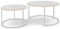 GREKPOL Couchtisch 2er Set - Runde Couchtische 48x70 + 42x50 cm - Rund Couchtisch Weiß Hochglanz (Goldener Rand) - Coffee Table - Kafeetisch