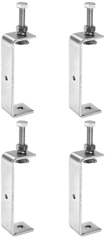 sourcing map 4pcs 304 Stainless Steel C Clamps 5.12 (130mm) Wide Jaw Opening Wood Clamps Metal U Beam Clamp for Woodworking Welding Building Household Mounting
