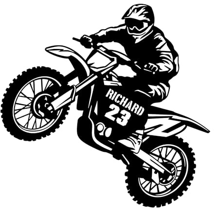 Personalisiert Wandtattoo Motorrad mit Name und Nummer Dirt Bike Wandaufkleber Wandsticker für Kinderzimmer Wohnzimmer Schlafzimmer Wanddeko,Geschenk für Kinder Junge Teenager Männer