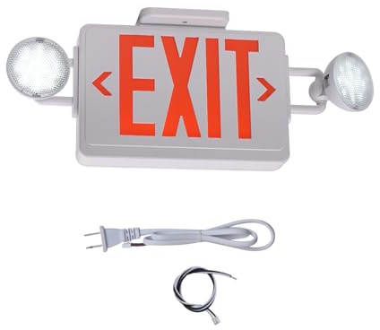 Apmeetlux Panneau de sortie d'urgence avec lumières de secours, 200 lm, 3 heures, panneau de sortie rouge avec lumières d'urgence pour entreprise, fonctionne avec piles, UL 924 AC85-277 V