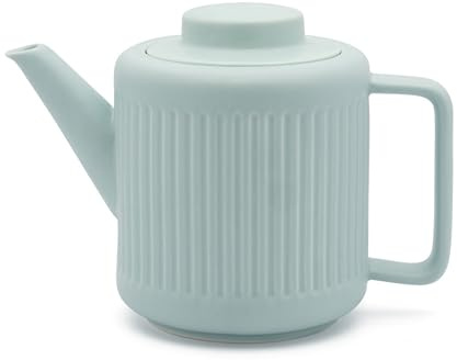 Porzellan Teekanne blau 1.2 Liter mit Edelstahl Tee-Filter Sieb-Einsatz für lose Teesorten - spülmaschinengeeignete Porzellankanne