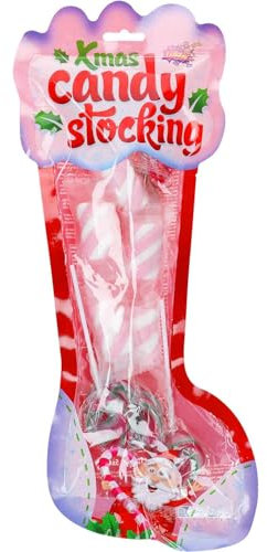 Xmas Candy Stocking 120g – Weihnachtsgeschenkverpackung mit Weihnachtslollis, Zuckerstangen & Süßigkeiten, ideale Nikolaus-Füllung und festliche Dekoidee für Kinder und Erwachsene