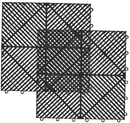 OKUMEYR Ensemble De 2 Tapis De Drainage Commerciaux Emboîtables 40 X 40 Cm Motif Grille Pour Salle De Bain Piscine Lave-auto Non