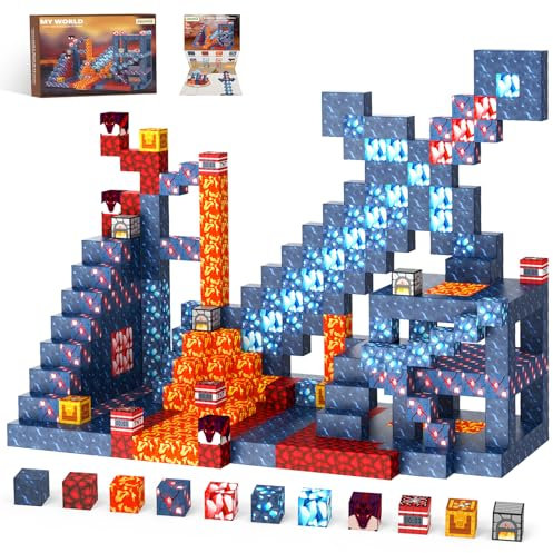 Magnetische Bausteine Blöcke 100 Teile Sensorik Magnetische Spielzeug Geburtstag Weihnachten Geschenke für Jungen Mädchen Alter 3 4 5 6 7 8 EIN Ostergeschenk