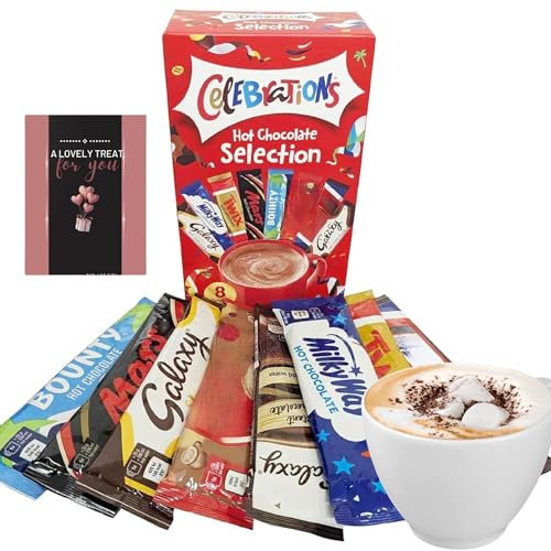 Celebration Hot Chocolate Gift Set – 8pk Premium Hot Cocoa Sachets & Card – Stocking Fillers, Secret Santa, Kids Birthday Drink, Christmas Gifts, Movie Night & Mom Dad Grandparents Winter Treats