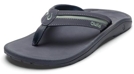 OLUKAI Ohana Palua Men's Water Friendly Sandals, Everyday Flip Flops, Arch Support & Comfort Fit, Lightweight & Durable, Enhanced Grip & Traction, Tradewind Grey/Seagreen, 10