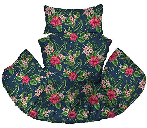 Ferocity Hängesessel Kissen XXL, Polster, Auflage für Polyrattan/Rattan Hängeschaukel, Hängekorb, Schaukel Korb, Rückenkissen Palm Blumen [114]