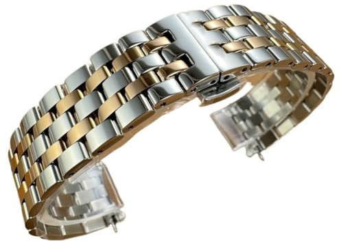 sooponu For Tissot Carson 1853 T122 Strap T122410A T122407A Steel watch Chain Accessories Male(Rose golds,15mm-Quartz)