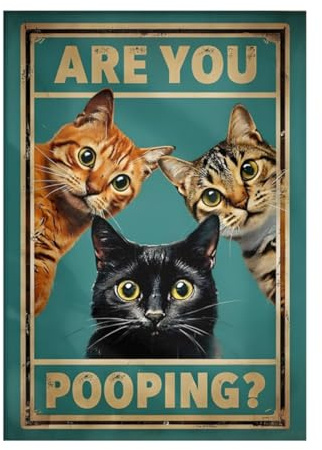 BLPRKOT Are You Pooping Schild lustige Geschenk Idee - für Toilette und Bäder - 20x30cm in 3mm - Stärke Witziges Schwarze Katze Schild