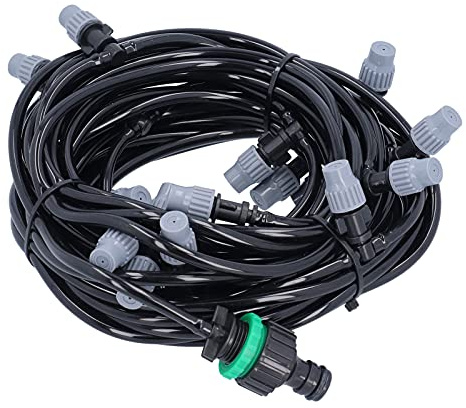 KIMISS Kit di Irrigazione a Goccia + di Tubi di Irrigazione 4/7 da 15 M / 49,2 Piedi con 20 Teste di Nebulizzazione per Terrazza Agricola da Giardino + di Nebulizzazione per Automatica del Giardino