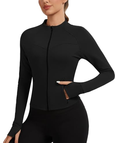 AMZSPORT Sportjacke Damen Laufjacke Eng Trainingsjacke | Atmungsaktive, für Yoga Gym Sport