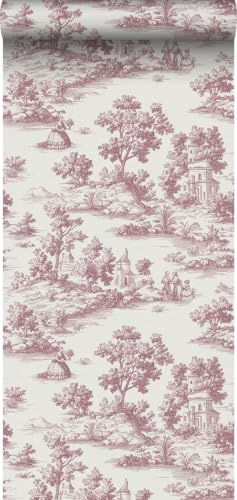 Sanders & Sanders papier peint toile de jouy rouge bordeaux 53 cm x 10 m