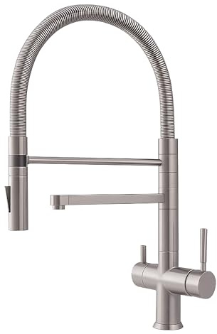 Rubinetto da cucina Shurity 362 con Doccetta a molla 3 vie 3/8” Acciaio Inox (Satinato)