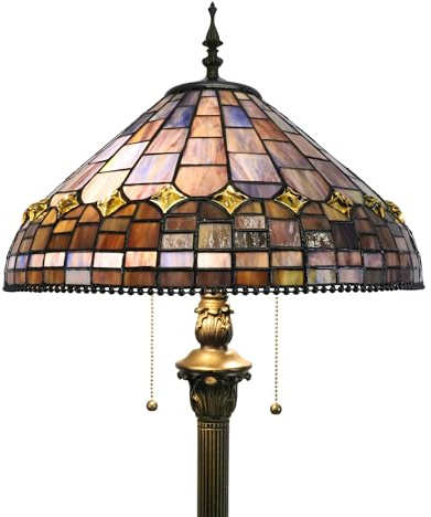 Tokira Tiffany Stil Vintage Stehlampe, 16 Zoll Buntglas Lampen für Wohnzimmer, Schlafzimmer Büro Beleuchtung Rustikale Ecke Deco Stehende Hohe Lesung Einzigartige Bronze Leseecke Lampe