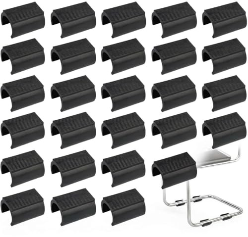 24 Stück Stuhlgleiter Freischwinger 25 mm, Für Stühle mit Kunststoffkappe, U-Form Rohrschutz Anti-Rutsch Möbelgleiter für Freischwinger Stühle zum Bodenschutz und Geräuschreduzierung