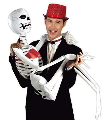 NET TOYS Aufblasbares Halloween Skelett Gerippe Gruselige Deko Gruseldekoration Gruseldeko Halloweendekoration aufblasbar