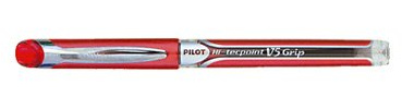 Pack of 12 Pilot V5 Rollerball Pen Needle Tip 0.5 mm Grip Red Grip