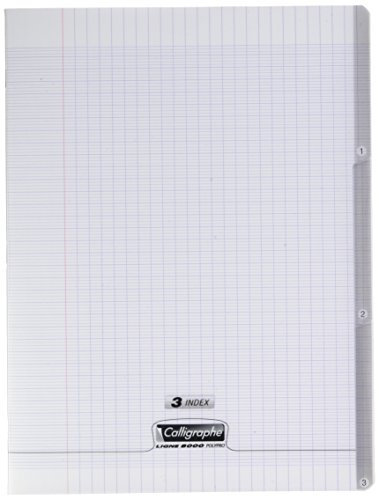 Calligraphe 18228C Un Cahier Agrafé 3 Index Incolore (une Marque de Clairefontaine) - 24x32 cm - 96 Pages Grands Carreaux - Papier Blanc 90 g - Couverture Polypro Transparent