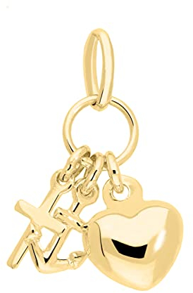 My Gold Damen Mädchen Anhänger Gold 333 Glaube Liebe Hoffnung (Ohne Kette) Echtes Gelbgold (8 Karat) 13mm x 5mm Herz Anker Kreuz Favorite V0003666