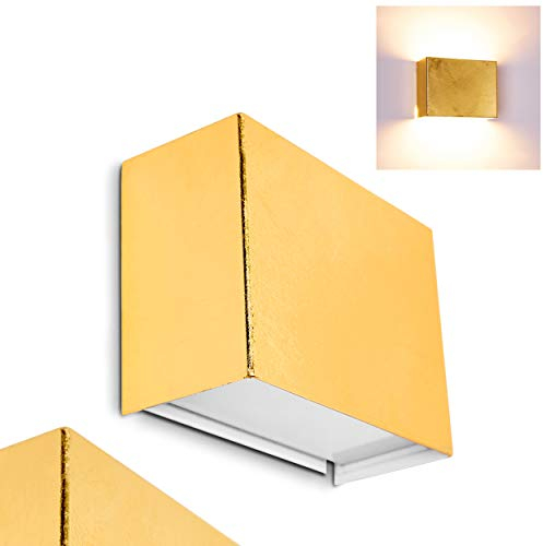 Wandleuchte Dorata, Wandlampe aus Metall/Glas in Gold, Wandspot 1-flammig, 1 x G9, Wandstrahler mit Lichteffekt, ohne Leuchtmittel