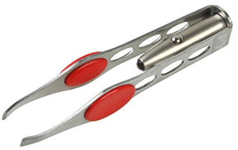 Gemini_mall Pince à épiler pour sourcils avec lumière LED (argenté)