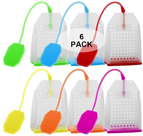 Paquet de 6 infuseurs de thé de silicone, coffre-fort réutilisable réutilisable de filtre de sachets de thé de feuille Couleur aléatoire