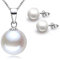 Kim Johanson Damen Perlen Schmuckset Fiona aus 925 Sterling Silber Halskette mit Anhänger & Ohrringe inkl. Schmuckbeutel