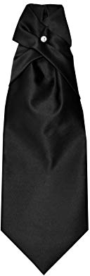 Remo Sartori – Plastron-Krawatte, Hochzeitskrawatte für Herren, aus Seidensatin, Einfarbig, Made in Italy (Schwarz)