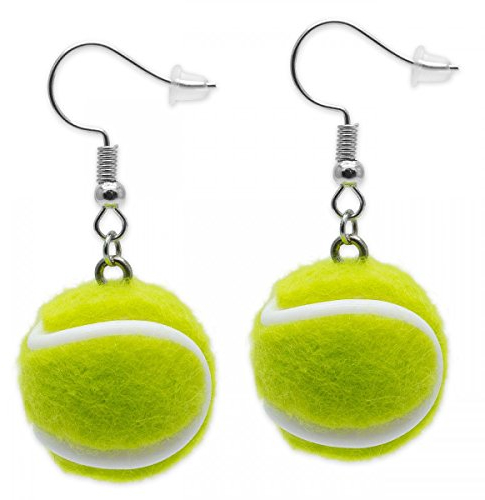 Soul-Cats 1 Paar witzige Tennisball Ohrringe naturgetreu nachgebildet in gelb-weiß