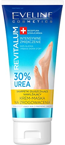 Eveline Cosmetics Revitalum Intensiv Weichmachende Fußmaskencreme mit 30% Urea - Feuchtigkeitsspendende & Glättende Behandlung mit AHA-Säuren und Lanolin - 100ml