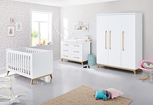 Pinolino Babyzimmer komplett Set Riva extrabreit groß, weiß