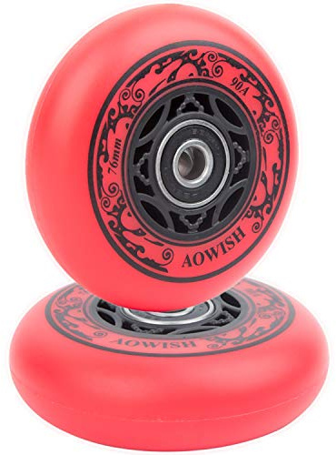 AOWISH 76mm 90a Ripsurf Wheels with Bearings ABEC-9 (Set of 2) (Red)