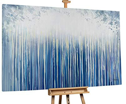 KunstLoft® XXL Gemälde 'Sanfter Schauer' 180x120cm | original handgemalte Bilder | Abstrakt Regen Grau Blau | Leinwand-Bild Ölgemälde einteilig groß | Modernes Kunst Ölbild