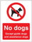 No dogs Except guide dogs and assistance dogs Self Adhesive Vinyl Sign