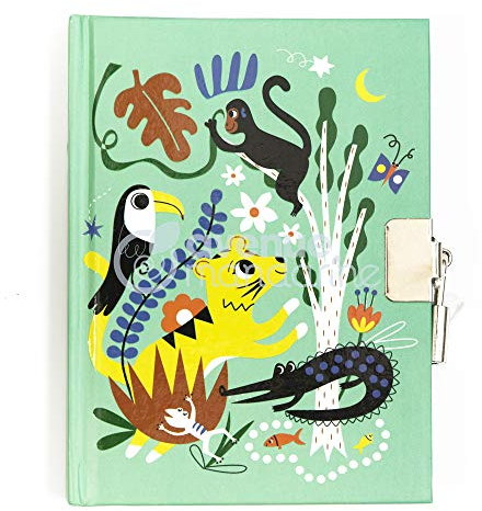 MY MANDARINE CO204C - Un JOURNAL INTIME 240 pages lignées 11x14 cm - Fermeture cadenas - JUNGLE