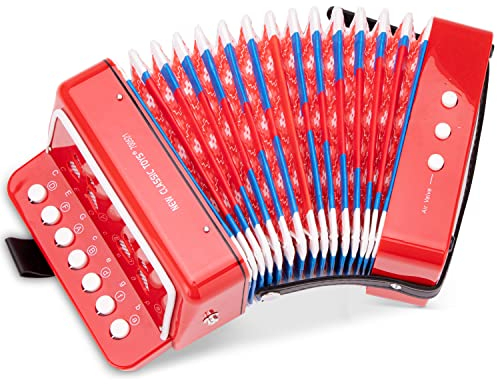 New Classic Toys 10055-NEW Musikinstrument-Akkordeon mit Musikbuch, 230 Stück