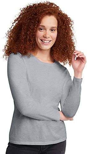 Hanes Women's Long Sleeve Tee, Light Steel, Small