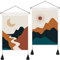 EXQULEG 2 Stücke Wandbehang Mond und Sonne Quaste Tapisserie Natur Landschaft Boho Wandteppich Wanddeko für Schlafzimmer