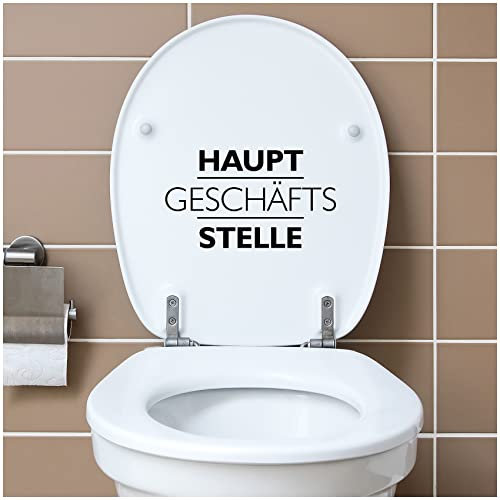 Deko Aufkleber WC Deckel Toilettendeckel Bad Badezimmer Klo Funsticker Toilettensitz Klodeckel lustiger Spruch selbstklebend (K153-03 Hauptgeschäftsstelle)