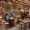 Fototapete 3D Effekt Retro Motorrad Ziegel Tapete Restaurant Cafe Wohnzimmer Wandbild Moderne Kreative 3D Tapeten 450(W)*315(H)
