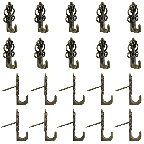 INCREWAY 20 ganci a spinta a forma di fiore, in bronzo, vintage, per appendere quadri, piccoli ganci da parete con chiodo per appendere