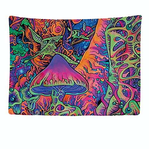 Ulticool - Wandteppich Dekoration Wohnung - Neon Psychedelisch - 200 x 150 cm groß - Wandtuch Wandbehänge - Accessoires für Schlafzimmer Wohnzimmer