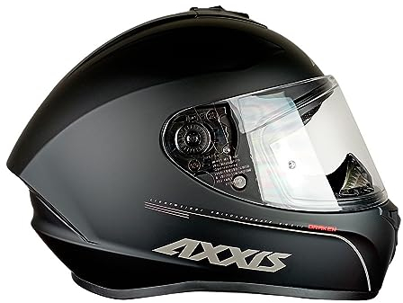 AXXIS Casco Moto Integral Pantalla Transparente FF112C DRAKEN Solid V.2 A11 Negro Mate HOMOLOGADO (L)
