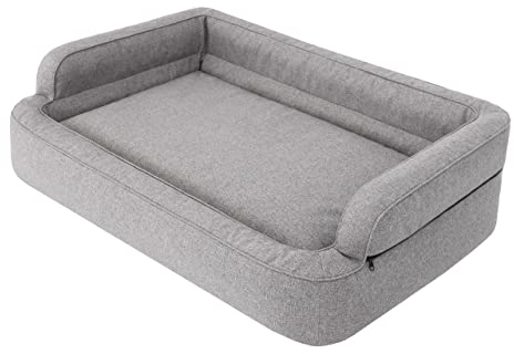 PillowPrim Hundebett, Möbel für Tiere, Katzenbett, Abnehmbar Bezug, Hundekorb, Hundekissen, Hundeliege, Schlafplätze, Hundesofa, Grau, XL: 96x62 cm