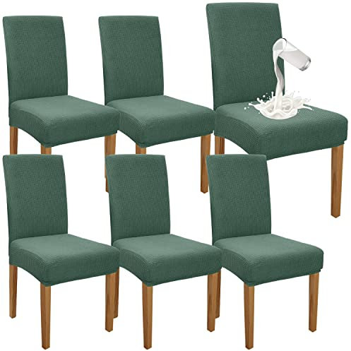 Granbest Premium Wasserdicht Esszimmerstuhl Abdeckungen Satz Von 6, Elastische Hohe Zurück Stuhlhussen Slipcover Für Esszimmer, Abnehmbaren Stuhl Schutz Für Küche, Party, Hotel (6er Set, MatchaGrün)