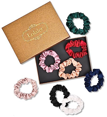 Lolalet Hair Scrunchies Satin Scrunchies for Women, Soft Hair Ties Scrunchy Cute Ponytail Holder Hair Accessories with Elastic Hair Bands for Girls Thick Thin Curly Hair -8 Pack, Style D