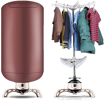 MegLob Secadora Eléctrica De Ropa Plegable, Secadora De Ropa Portátil, Secadora De Ropa Con Un Estante De Zapato Incorporado, Dispositivo De Calefacción De Ropa Interior De 900W,Marrón