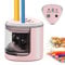 Taille-crayon électrique avec récipient alimenté par piles, antidérapant, double trou, taille-crayon électrique automatique pour la maison, l'école, le bureau, les enfants et les filles, rose